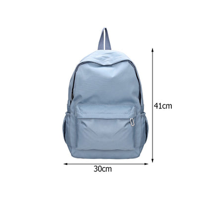 Daily Large Capacity Travel School Backpacks Ladies Pure Color Shoulder Knapsacks Nylon Zipper Shopping Rucksacks