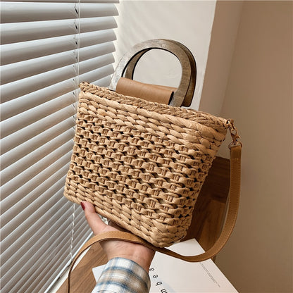 Women&#39;s Bag Trend Handbags Korean Straw Solid Color Beach Summer Vacation Fashion Designer Female Shoulder Crossbody Bags