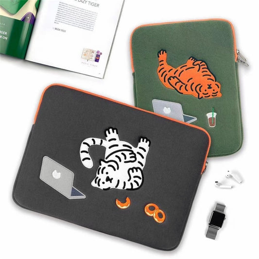 13 Inch Green Tiger Laptop Tablet Case For Macbook Ipad Pro Retina 9.7 10.8 11 14 15 15.6 inch Notebook Huawei Ipad Sleeve Bag