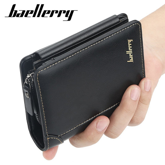 New Leather Men Wallets High Quality Zipper Short Desigh Card Holder Male Purse Fashionable Multi-card Slot 3 Fold Coin Purse