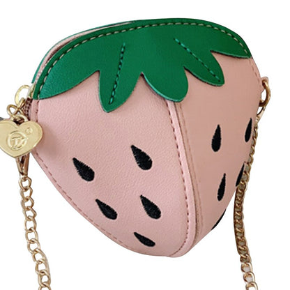 Fruit Strawberry Shape Shoulder Bag Chains Crossbody Bag Women Bags Kawaii Fashion Cute Children's Kids Girls Shoulder Bag Small