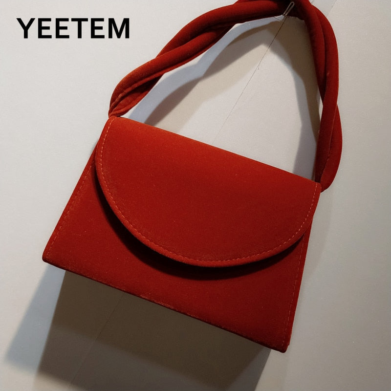 Velvet Portable Retro Small Square Bag Handbag Cross Bag Small Bag Shoulder Bag With Bag Banquet Women&#39;s Bag Purse