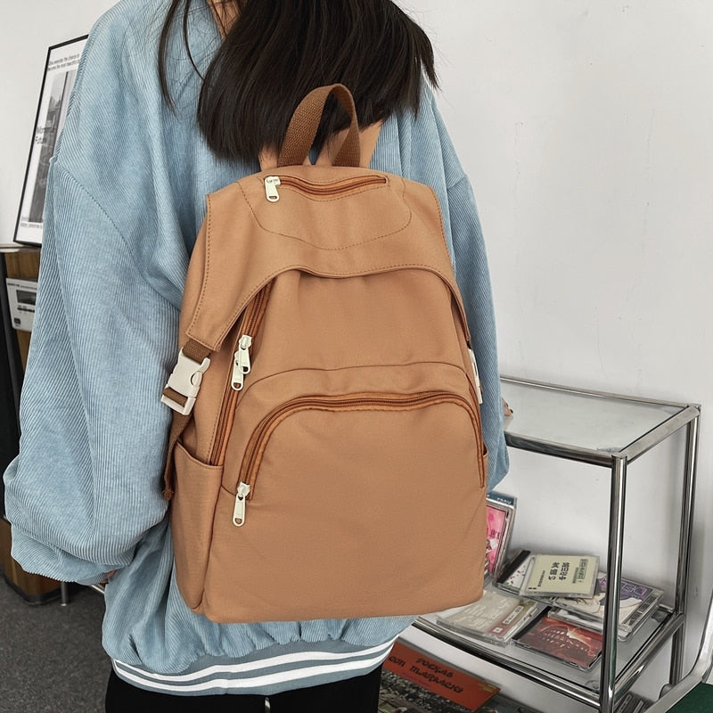 New Fashion Waterproof College Large-capacity Backpack Women Female Travel Solid Color Backpacks Teenage Girl School Bag Mochila