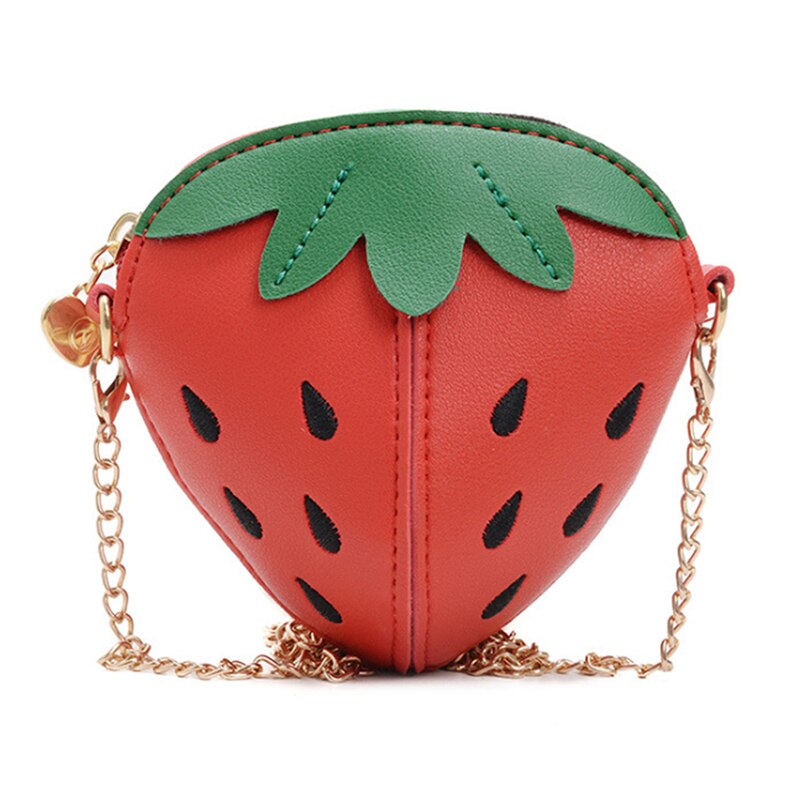 Fruit Strawberry Shape Shoulder Bag Chains Crossbody Bag Women Bags Kawaii Fashion Cute Children's Kids Girls Shoulder Bag Small