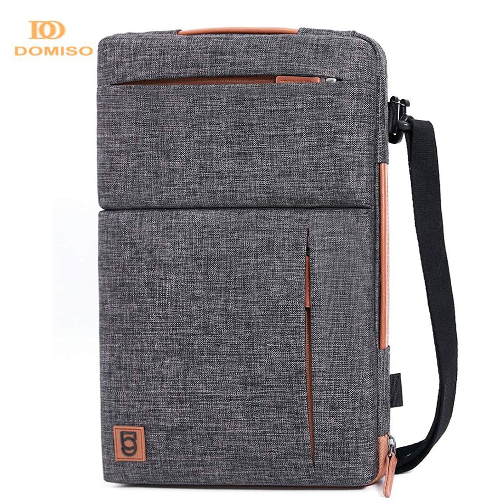 DOMISO Multi-use Strap Laptop Sleeve Bag With Handle For 10&quot; 13&quot; 14&quot; 15.6&quot; 17&quot; Inch Laptop Shockproof Computer Notebook Bag,Grey