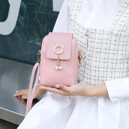 Spring Summer Mini Cross-body Mobile Phone Shoulder Bag Woven Pearl Tassel Cover-style Female Bag Shoulder Diagonal Bag