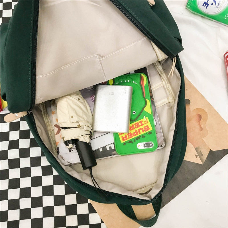 Waterproof Nylon Women&#39;s Backpack Female Travel Bag Backpacks Schoolbag for Teenage Girls Multi-pocket Bookbag Ladies Satchel