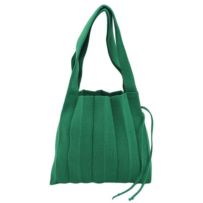 Knitting Pleated Bags Patchwork Drawstring Shopping Bags Girls Casual Weave Shoulder Bag Korean Japanese Chic Small Handbag