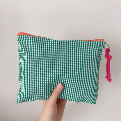 Women Plaid Makeup Bag Fashion Cotton Zipper Pouch Multipurpose for Women Travel Bath Cosmetic Bags Organizer Toiletry Wash Bag