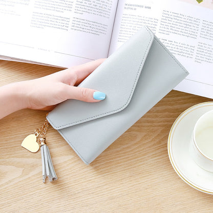 Long Women&#39;s Wallet Female Purses Tassel Coin Purse Card Holder Wallets Pu Leather Clutch Money Bag Purses Card Holder Carteira