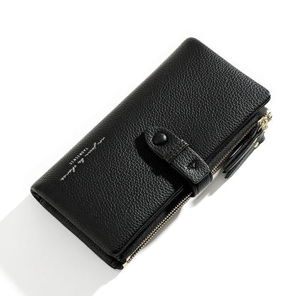 Simple Solid color fold Long Clutch Wallets Women Card Holder soft PU Pleather  Zipper Pocket Purse Small Travel Wallet Ladies