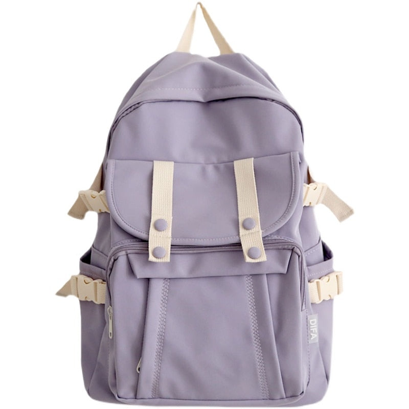Fashion Solid Color Backpack Women New Waterproof Shoulders School Bags for Teenagers Female College Korean Backpack Ladies