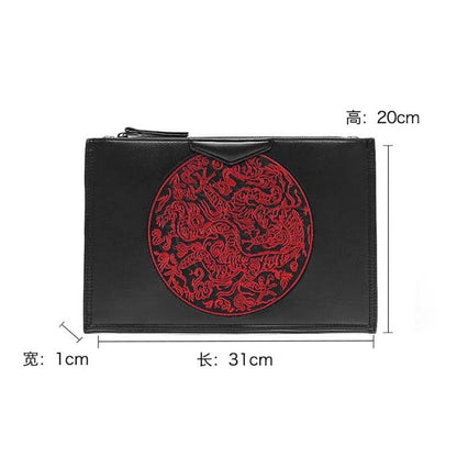 Chinese Style Dragon Embroidery Clutch Bags for Women Bag  Personality Envelope Wrist Bag IPad Bags Women Shoulder Bag Purse