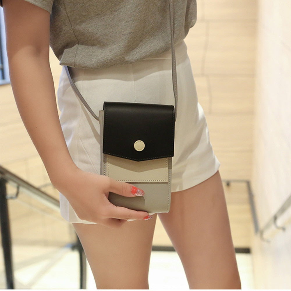 Korean Style Messenger Bags Adjustable Splice Mobile Phone Bag  Pocket Money Crossbody Bags Girl Gift Mini Multifunction Handbag