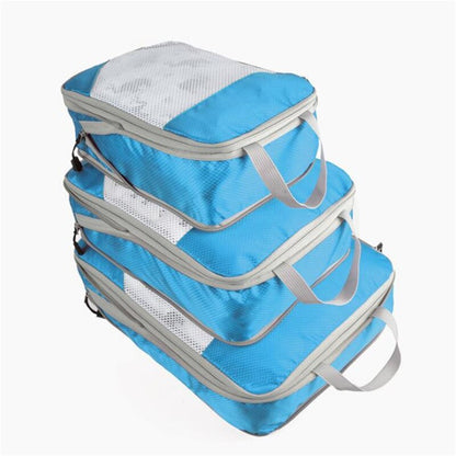 3/4/6pcs/set Compression Packing Cubes Travel Storage Bag Luggage Suitcase Organizer Set Foldable Waterproof Nylon Material