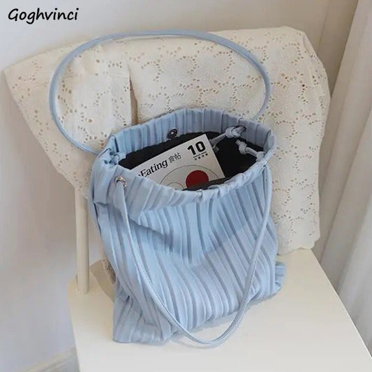 Shoulder Bags Women Solid Pleated Sweet Simple Large Capacity New Stylish All-match Designer Casual Totes PU Leather New Fashion
