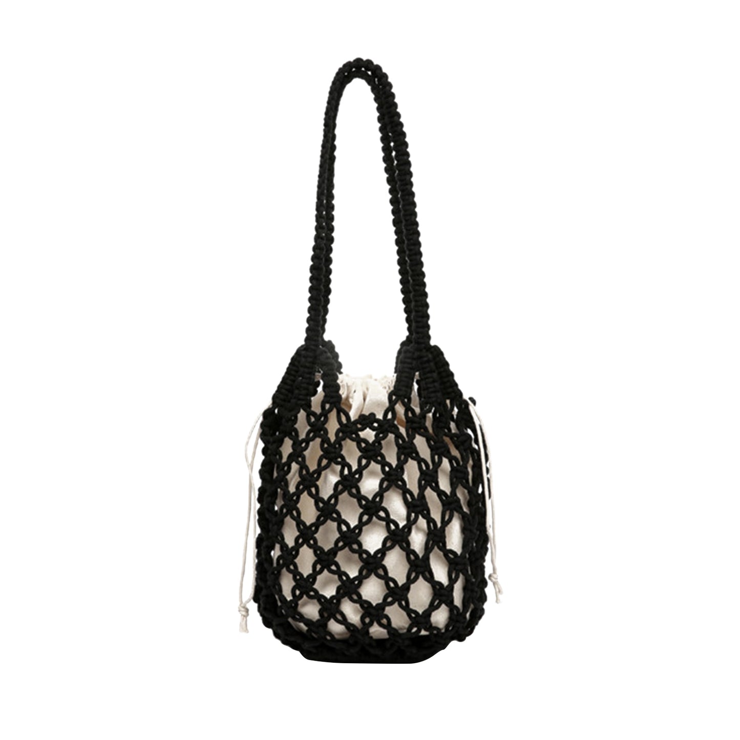 Lightweight Hollow Fishnet Beach Bucket Handbag Women Woven Shoulder Bag Fashion Summer Beach Shoulder Handbags