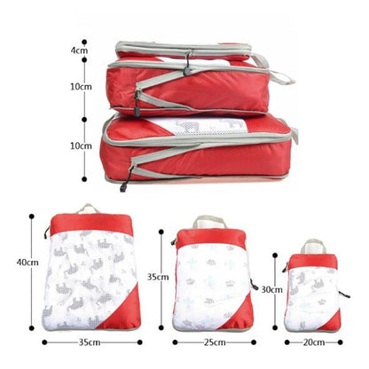 3/4/6pcs/set Compression Packing Cubes Travel Storage Bag Luggage Suitcase Organizer Set Foldable Waterproof Nylon Material