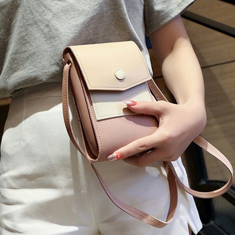 Korean Style Messenger Bags Adjustable Splice Mobile Phone Bag  Pocket Money Crossbody Bags Girl Gift Mini Multifunction Handbag