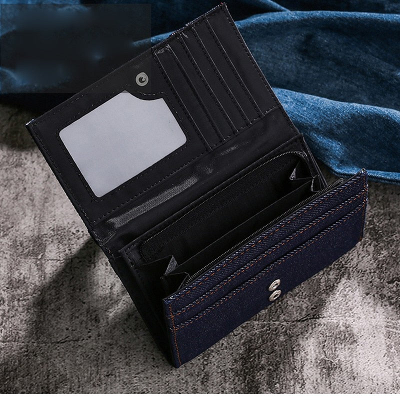Vintage Men Wallet Coin Bag long style Purse Denim cloth Wallets for Men Zipper Wallet high-capacity Luxury Clutch Bag billetera