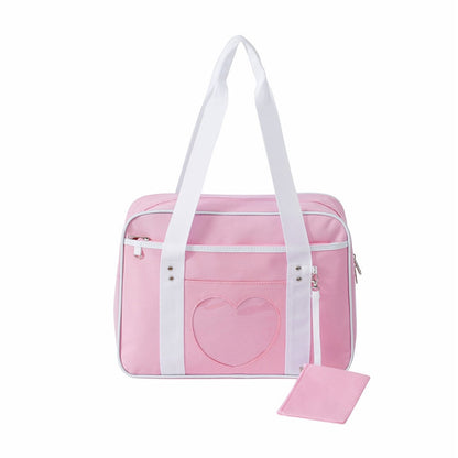 Japanese Preppy Style JK Pink Uniform Shoulder School Bags For Women Girls Canvas Large Capacity Casual Luggage Handbags Totes