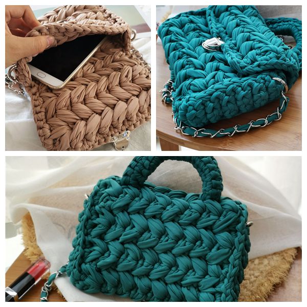 Casual Solid Hand-woven Women Handbags Cotton Crochet Handmade Women Shoulder Messenger Bag Chian Females Totes Ladies Hand Bags