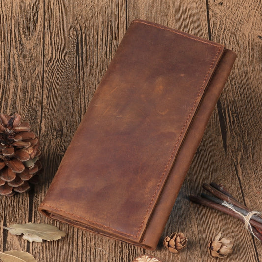 Vintage Men&#39;s Long Wallet Man Genuine Leather Purse Clutch Wallets First Layer Real Leather Multi-Card Retro Card Holder Wallets