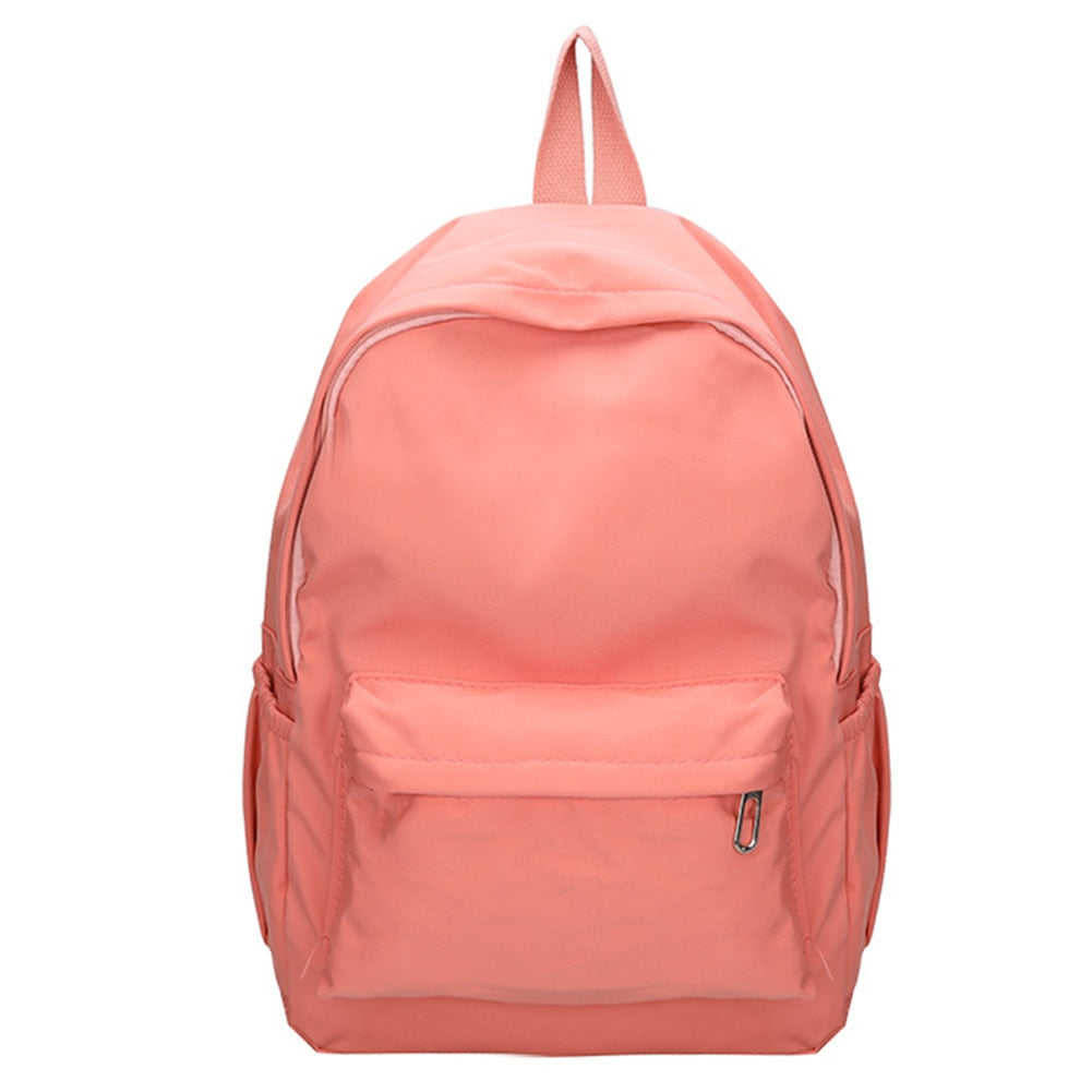 Daily Large Capacity Travel School Backpacks Ladies Pure Color Shoulder Knapsacks Nylon Zipper Shopping Rucksacks