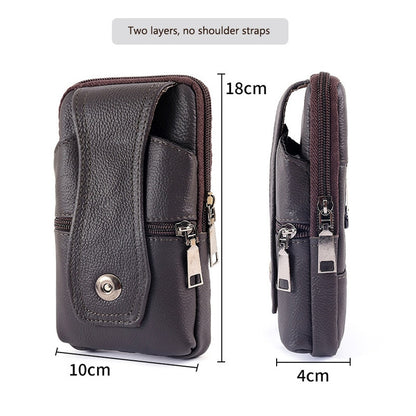 Men&#39;s messenger bag retro leather shoulder bag men&#39;s small messenger bag leather bag mobile phone bag casual business waist bag