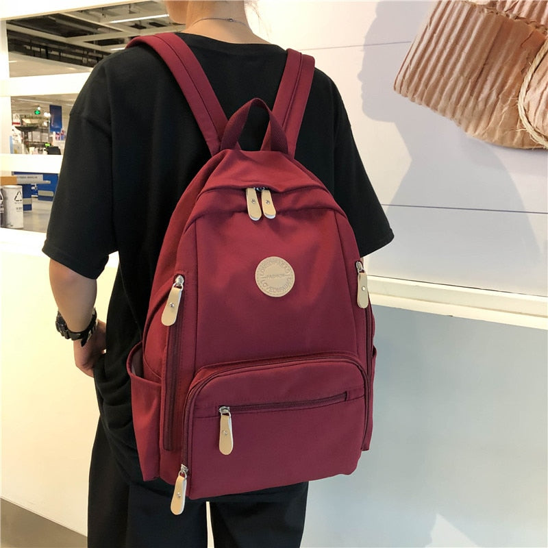 Waterproof Nylon Women&#39;s Backpack Female Travel Bag Backpacks Schoolbag for Teenage Girls Multi-pocket Bookbag Ladies Satchel