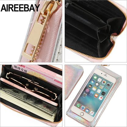 ~~BIG SALE ~~Holographic Leather Wallets Laser Organizer Ladies Wallet Women Handbag  Long purses Girl Purse Card Id Holders