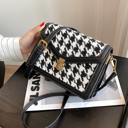 с доставкой Houndstooth Crossbody women&#39;s bag Winter Shoulder Handbags Female Luxury Trending goose foot Bag and Purses