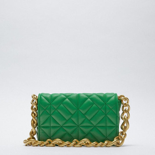 Soft Pu Leather Chain Shoulder Bag Brand Design Casual Women Purses and Handbag Green Clutch Tote Bags for Women High Quality