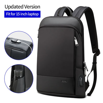 BOPAI Slim Laptop Backpack Men 15.6 Inch Pack Office Work Women Bagpack Business Anti Theft Unisex Black Thin Light Backpacking