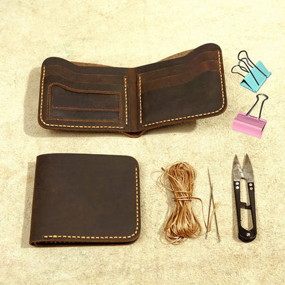 Top Genuine Leather Men&#39;s Wallet Retro Handmade Wallet for Men Durable Real Leather portfel male cartera hombre Purse for men