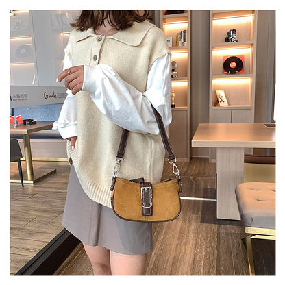 Ansloth Panelled Square Bags For Women Bags Canvas Shoulder Bags Ladies Hit Color Crossbody Female Fashion Bag Handbags HPS758