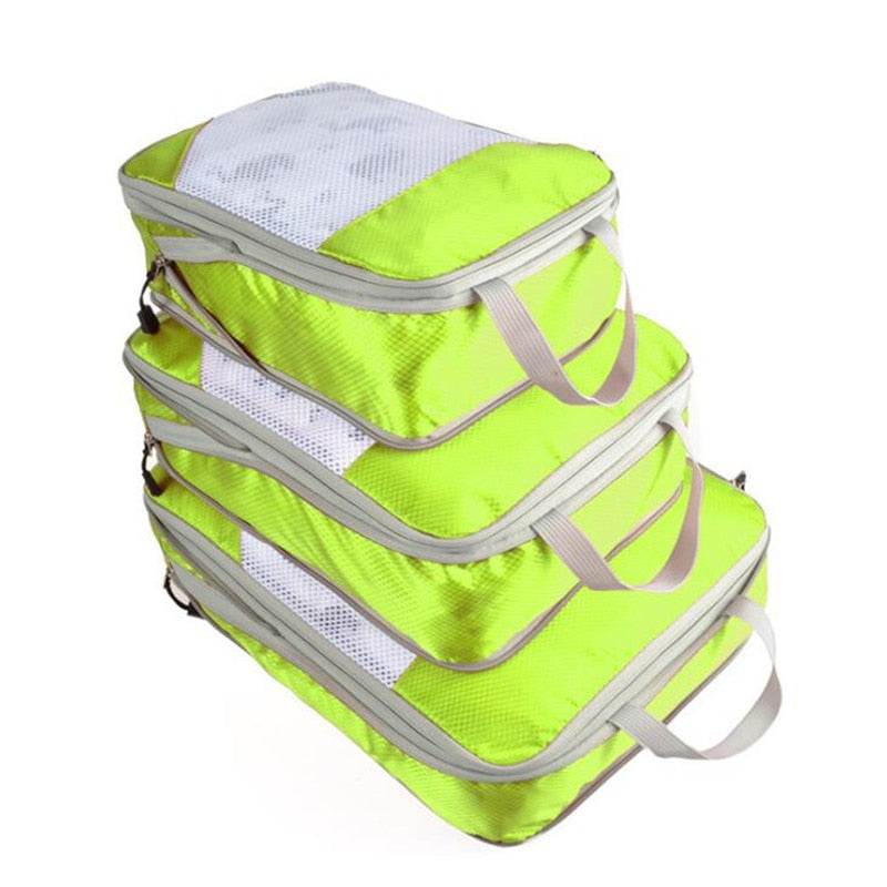 3/4/6pcs/set Compression Packing Cubes Travel Storage Bag Luggage Suitcase Organizer Set Foldable Waterproof Nylon Material