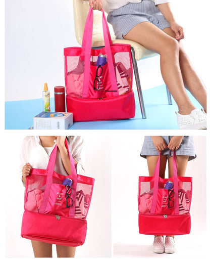 High Capacity Women Mesh Transparent Bag Double-layer Heat Preservation Large Picnic Beach Bags