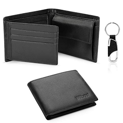 Genuine Leather Wallet Men Classic Black Soft Purse Coin Pocket Credit Card Holder