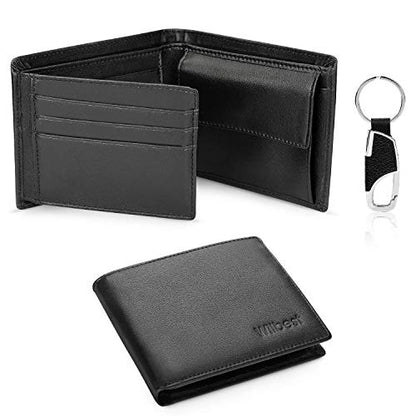 Genuine Leather Wallet Men Classic Black Soft Purse Coin Pocket Credit Card Holder