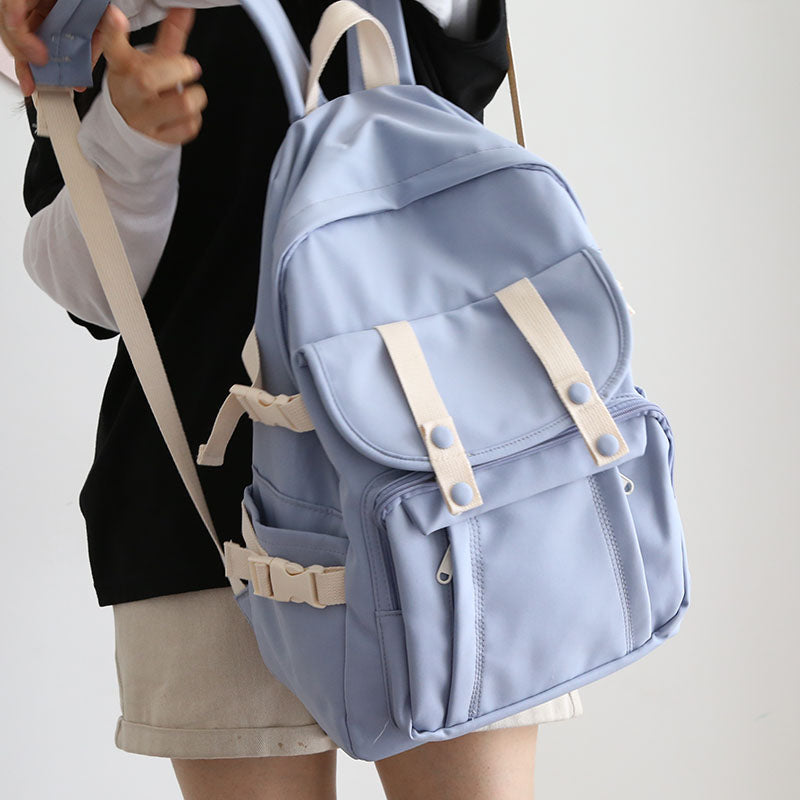 Fashion Solid Color Backpack Women New Waterproof Shoulders School Bags for Teenagers Female College Korean Backpack Ladies