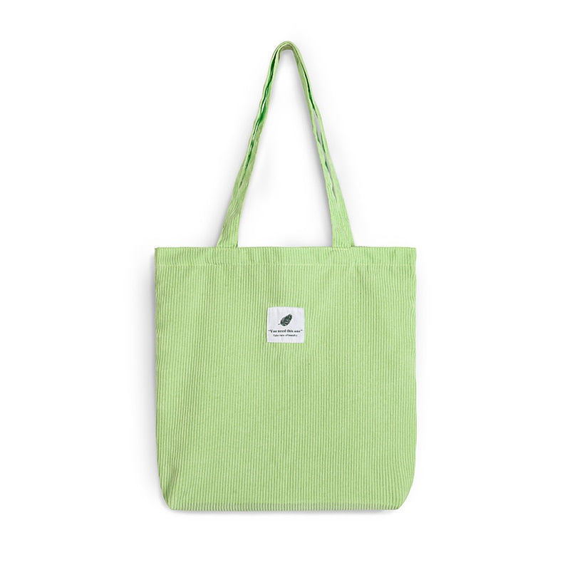 Women Corduroy Shopping Bag Female Canvas Cloth Shoulder Bag Environmental Storage Handbag Reusable Foldable Eco Grocery Totes