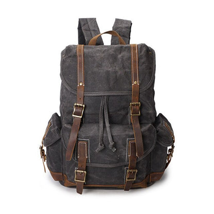 Vintage Oil Wax Canvas Backpack Men Waterproof Travel Shoulder Bag High Quality Fashion Student Bag Laptop Male Backpack