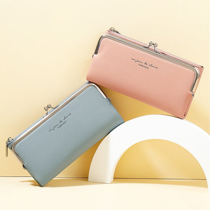Comfortable Contracted Style Long Wallets For Women Soft PU Leather Coin Purses Ladies Sweet Design Card Holder Purses Cartera