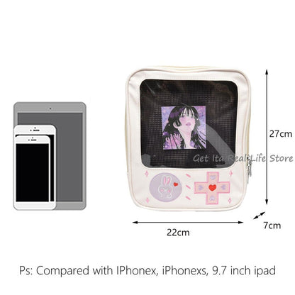 Cute Clear Kawaii Ita Bag Backpack Game Machine Style Transparent Rucksack Ita Shoulder Bag Bunny Girls Lolita Backpack H225
