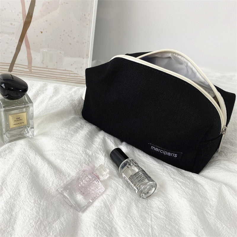 PURDORED 1 Pc Korean Style Women Cosmetic Bag Travel Canvas Makeup Bag Pouch Large Makeup Organizer Handbag Bolsa Feminina