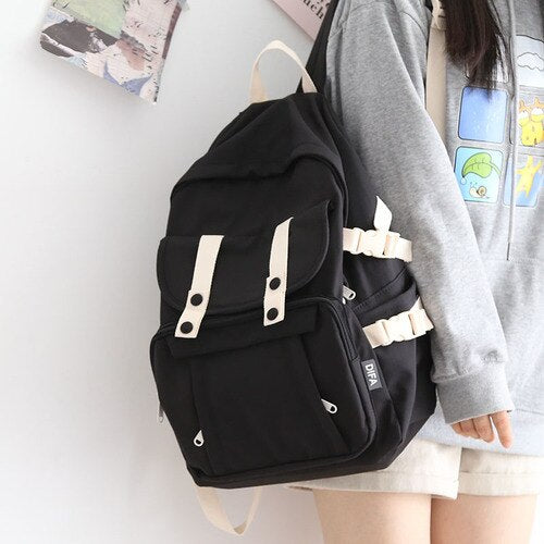 Fashion Solid Color Backpack Women New Waterproof Shoulders School Bags for Teenagers Female College Korean Backpack Ladies