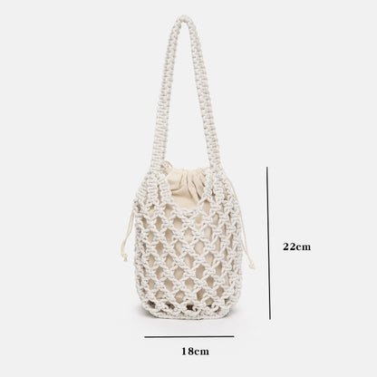 Lightweight Hollow Fishnet Beach Bucket Handbag Women Woven Shoulder Bag Fashion Summer Beach Shoulder Handbags