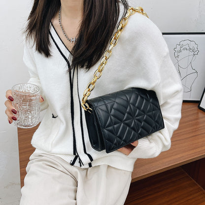 Simple Solid Color Ladies Shoulder Bags Small Female Embossing Geometric Shopping Armpit Bags PU Leather Underarm Bags