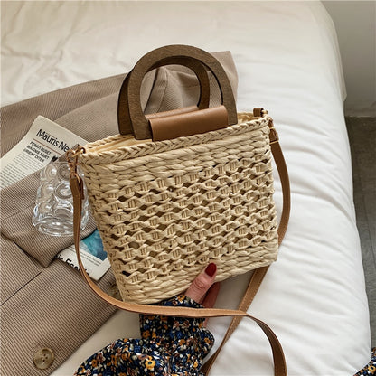 Women&#39;s Bag Trend Handbags Korean Straw Solid Color Beach Summer Vacation Fashion Designer Female Shoulder Crossbody Bags